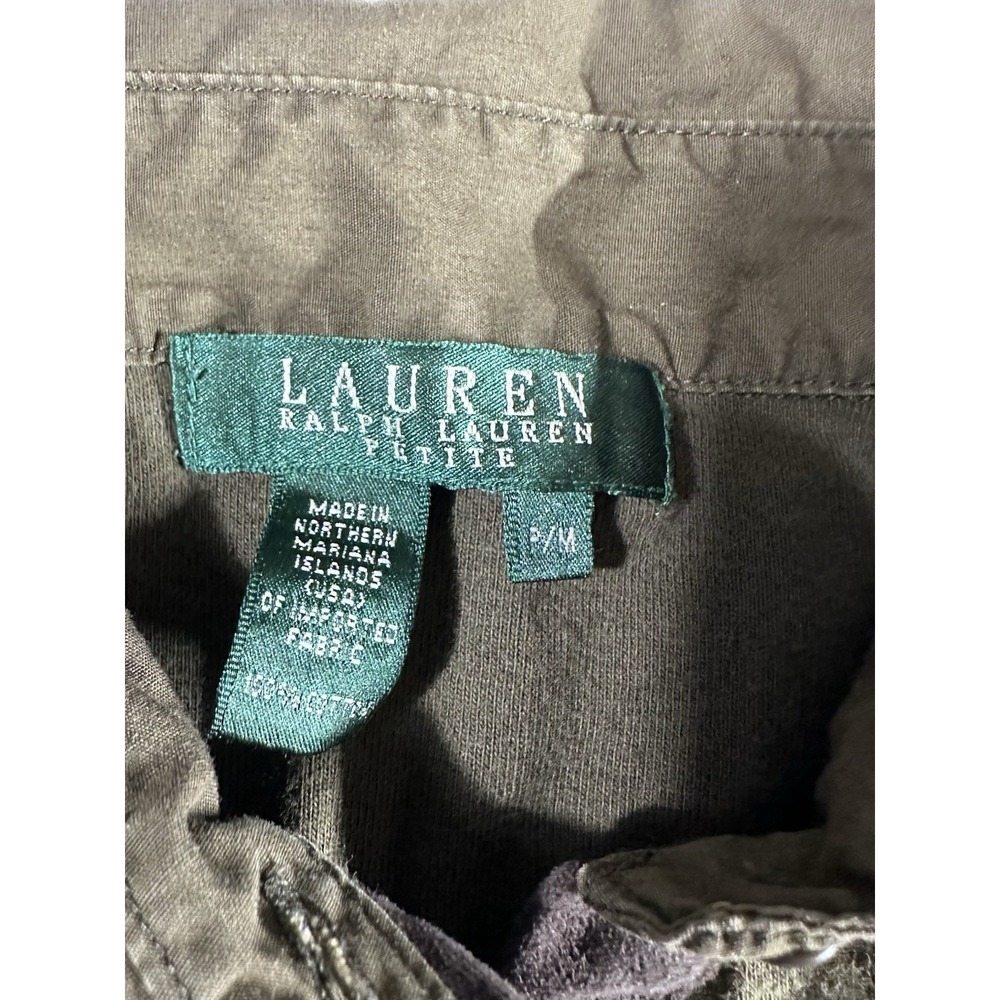 Lauren Ralph Lauren Polo Shirt Womens Size Petite Medium Green 3/4 Sleeve Top - Picture 4 of 8